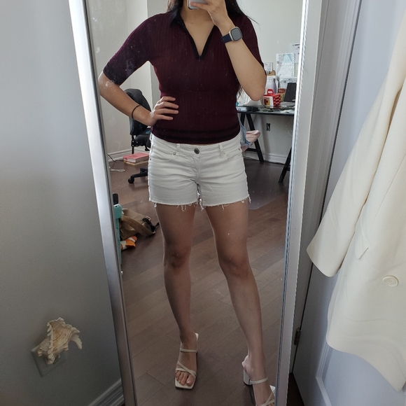 F21 Stretchy Ribbed Polo Short Sleeve Top. - Picture 5 of 5